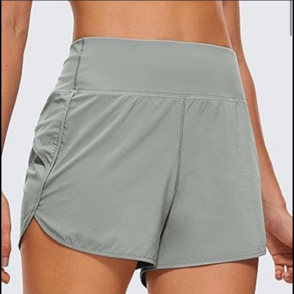 CRZ YOGA Women's High Waist Shorts - Gray